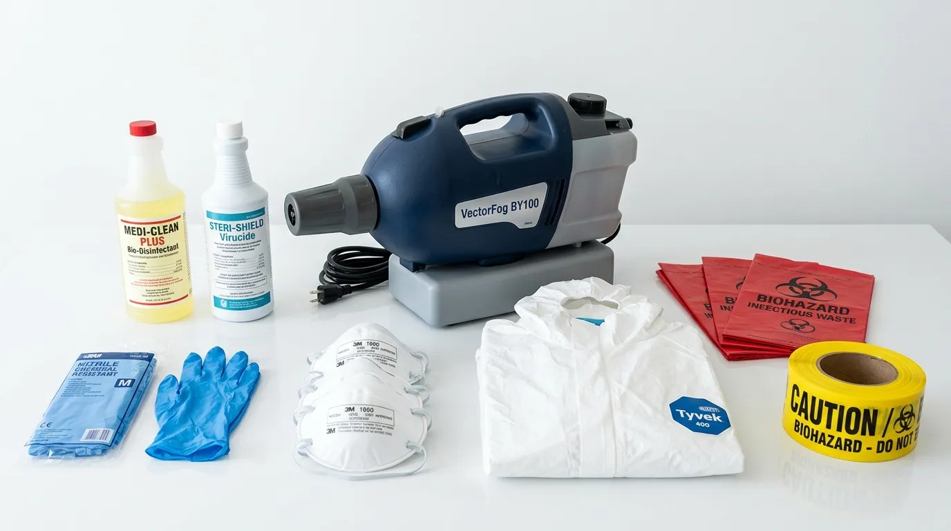 Professional biohazard remediation crew working in Perry